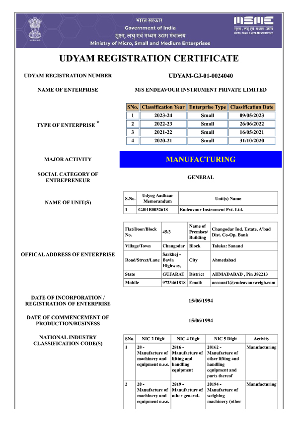 Udyam Registration Certificate